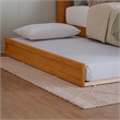 Pemberly Row Full Wood Platform Bed with Twin Trundle in Light Toffee