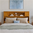 Pemberly Row Full Wood Platform Bed with Twin Trundle in Light Toffee