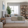 Pemberly Row Twin XL Wood Platform Bed with Storage Drawers in White
