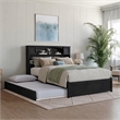 Pemberly Row Full Wood Platform Bed with Twin Trundle in Black
