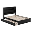 Pemberly Row Full Wood Platform Bed with Twin Trundle in Black