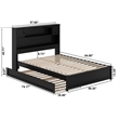 Pemberly Row Full Wood Platform Bed with Twin Trundle in Black