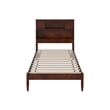 Pemberly Row Twin XL Wood Platform Bed with Storage Headboard in Walnut