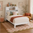 Pemberly Row Twin XL Wood Foundation Bed with Bookcase Headboard in White