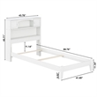 Pemberly Row Twin XL Wood Foundation Bed with Bookcase Headboard in White