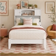 Pemberly Row Twin XL Wood Foundation Bed with Bookcase Headboard in White