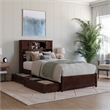 Pemberly Row Twin XL Wood Platform Bed with Storage Drawers in Walnut