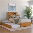 Pemberly Row Twin XL Wood Platform Bed with Twin XL Trundle in Light Toffee