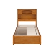 Pemberly Row Twin XL Wood Platform Bed with Storage Drawers in Light Toffee