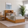 Pemberly Row Twin XL Wood Platform Bed with Storage Drawers in Light Toffee