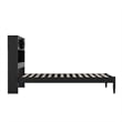Pemberly Row Twin Wood Platform Bed with Storage Headboard in Black