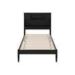 Pemberly Row Twin Wood Platform Bed with Storage Headboard in Black