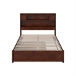 Pemberly Row Full Wood Platform Bed with Twin Trundle in Walnut