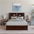 Pemberly Row Full Wood Platform Bed with Twin Trundle in Walnut
