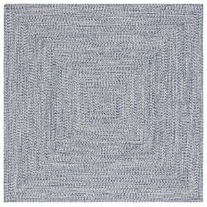 Pemberly Row Hand Woven Square Rug Polypropylene Navy/Ivory 9' x 9'