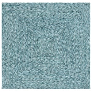 Pemberly Row 8' Square Hand Woven Polypropylene Rug in Teal/Green