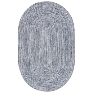 Pemberly Row 8' x 10' Oval Hand Woven Rug in Navy and Ivory Polypropylene