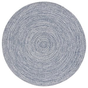 Pemberly Row 8' x 8' Round Hand Woven Rug in Navy and Ivory Polypropylene