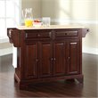 Pemberly Row Wood Kitchen Island with Natural Top in Mahogany Finish