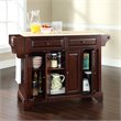 Pemberly Row Wood Kitchen Island with Natural Top in Mahogany Finish