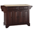 Pemberly Row Wood Kitchen Island with Natural Top in Mahogany Finish