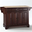 Pemberly Row Wood Kitchen Island with Natural Top in Mahogany Finish