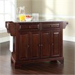 Pemberly Row Wood Kitchen Island with Gray Granite Top in Mahogany Finish
