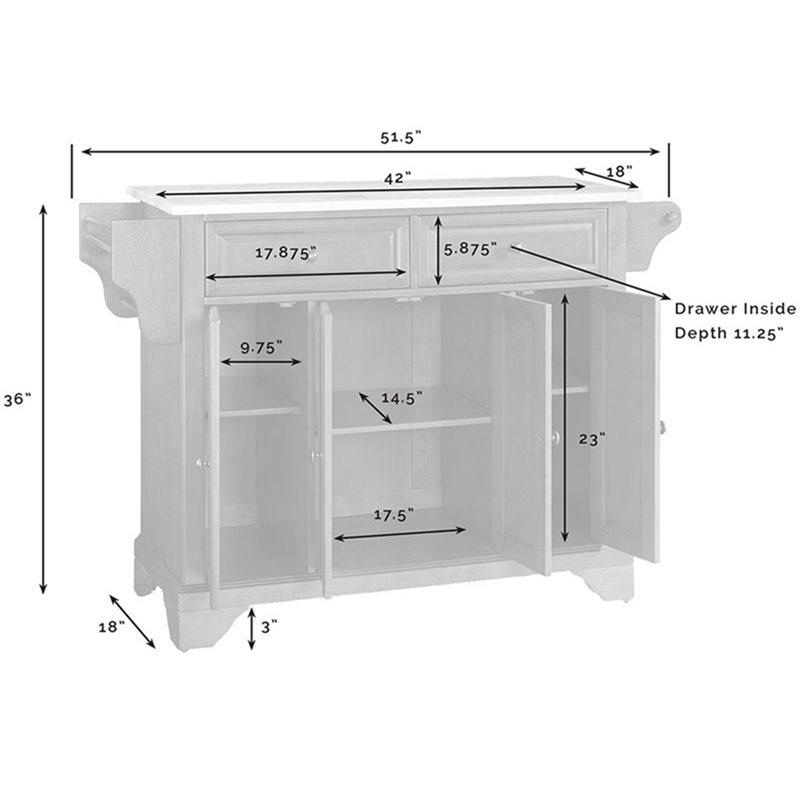 Pemberly Row Wood Kitchen Island with Gray Granite Top in Mahogany Finish