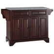 Pemberly Row Wood Kitchen Island with Gray Granite Top in Mahogany Finish