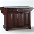 Pemberly Row Wood Kitchen Island with Gray Granite Top in Mahogany Finish