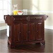 Pemberly Row Wood Kitchen Island with Black Granite Top in Mahogany Finish