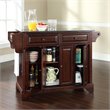 Pemberly Row Wood Kitchen Island with Black Granite Top in Mahogany Finish