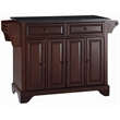 Pemberly Row Wood Kitchen Island with Black Granite Top in Mahogany Finish