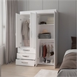 Pemberly Row Laurens 4-Door Wardrobe with Drawers and Shelves White