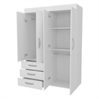 Pemberly Row Laurens 4-Door Wardrobe with Drawers and Shelves White