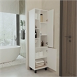 Pemberly Row Tall Linen Cabinet with Open Shelves & 2 Doors in White