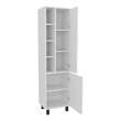 Pemberly Row Tall Linen Cabinet with Open Shelves & 2 Doors in White