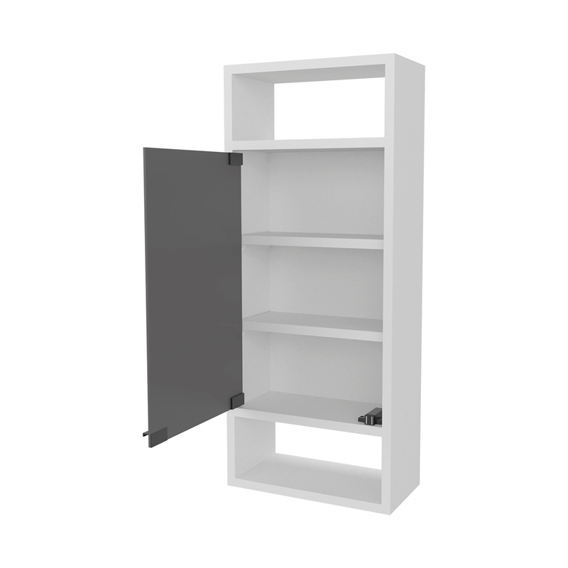 Pemberly Row Medicine Cabinet with Mirror Door & Open Storage in White