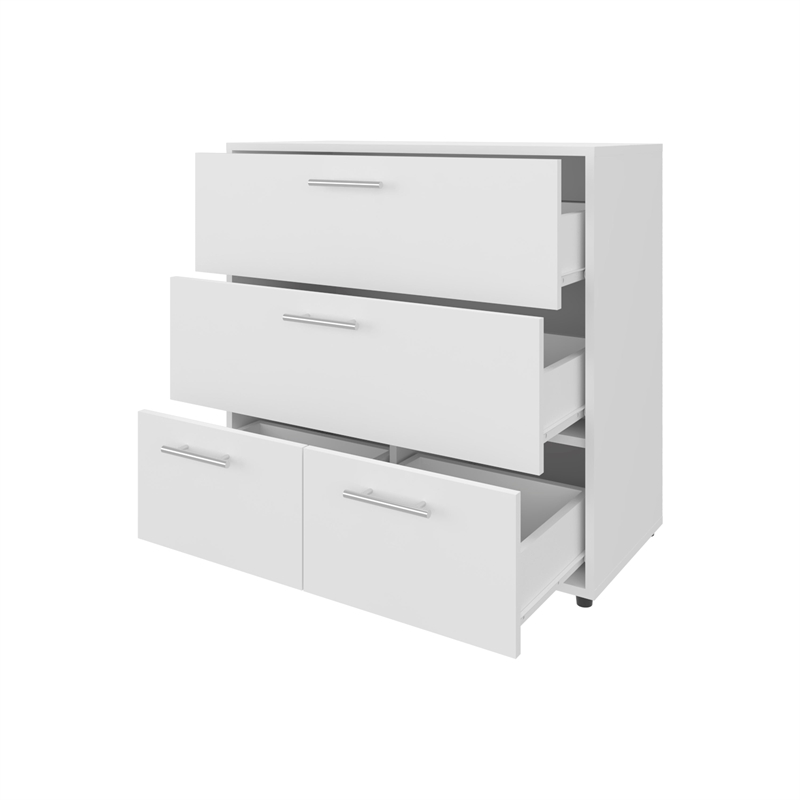 Pemberly Row White Dresser with 4 Spacious Drawers in Engineered Wood