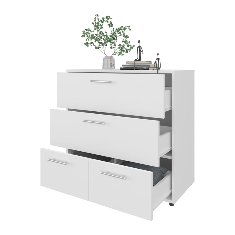 Pemberly Row White Dresser with 4 Spacious Drawers in Engineered Wood