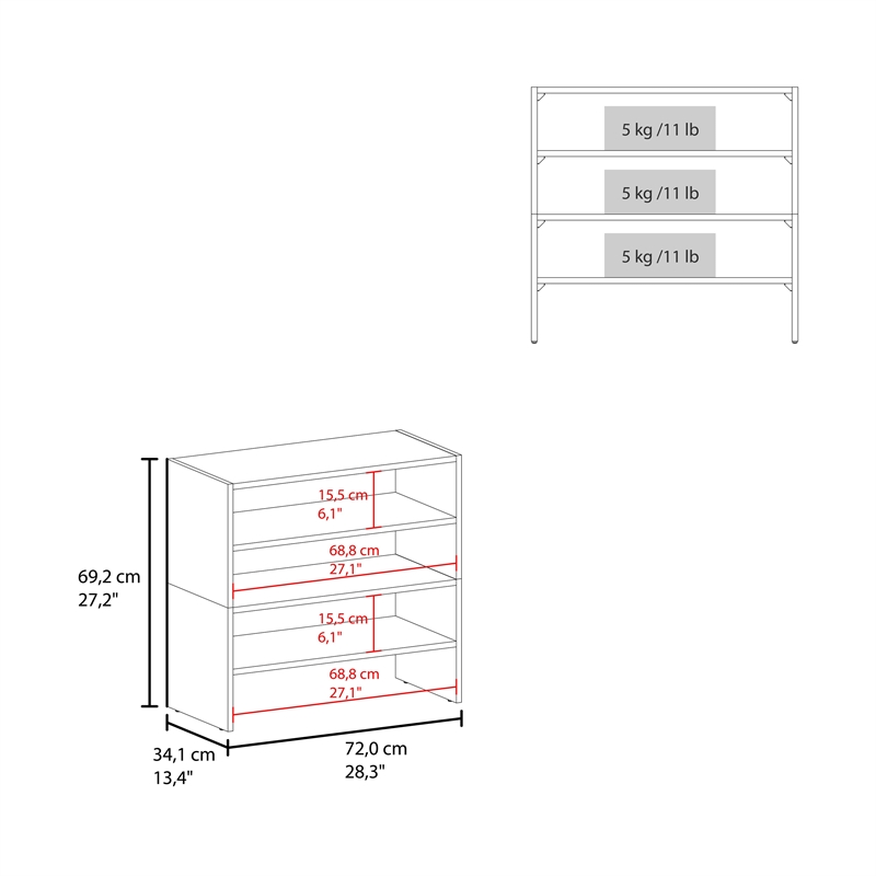 Pemberly Row Multi-Tier Shoe Rack Engineered Wood Compact 27.2