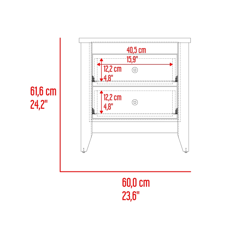 Pemberly Row Set of 2 Modern White Nightstands 2 Drawer Bedroom Storage