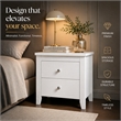 Pemberly Row Set of 2 Modern White Nightstands 2 Drawer Bedroom Storage