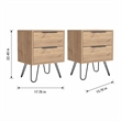 Pemberly Row Set of 2 Nightstands with 2 Drawers in Beige Engineered Wood