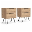 Pemberly Row Set of 2 Nightstands with 2 Drawers in Beige Engineered Wood