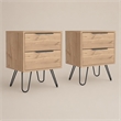 Pemberly Row Set of 2 Nightstands with 2 Drawers in Beige Engineered Wood