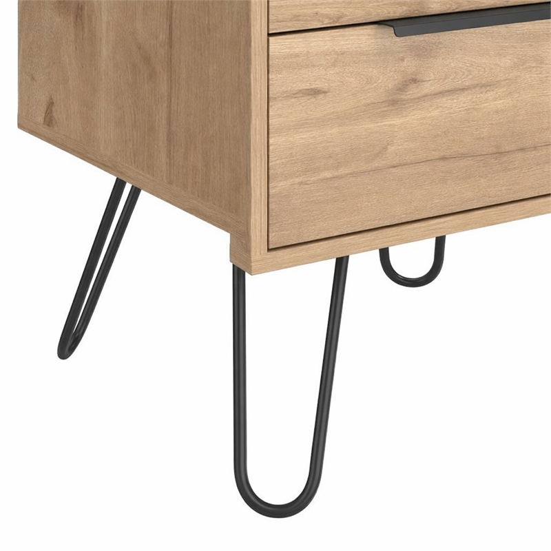 Pemberly Row Set of 2 Nightstands with 2 Drawers in Beige Engineered Wood