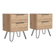 Pemberly Row Set of 2 Nightstands with 2 Drawers in Beige Engineered Wood