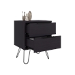 Pemberly Row Set of 2 Nightstands with 2 Drawers in Brown Engineered Wood