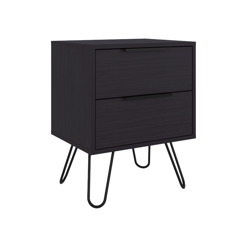 Pemberly Row Set of 2 Nightstands with 2 Drawers in Brown Engineered Wood